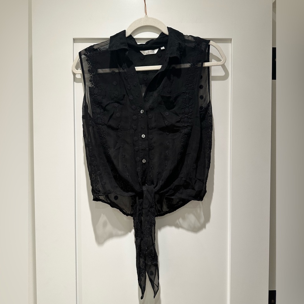 ZOA Sheer Tank with Tie Detail